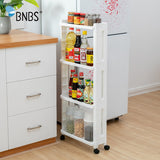 BNBS The Goods For Kitchen Storage Rack Fridge Side Shelf 2/3/4 Layer Removable With Wheels Bathroom Organizer Shelf Gap Holder