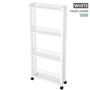 BNBS The Goods For Kitchen Storage Rack Fridge Side Shelf 2/3/4 Layer Removable With Wheels Bathroom Organizer Shelf Gap Holder